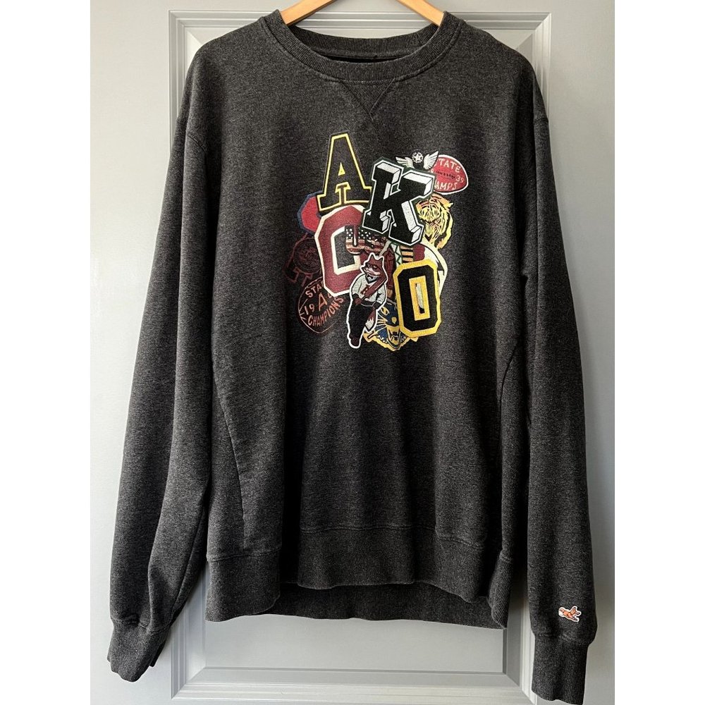 Akoo State Champs Men's Size 3XL Dark Grey Black Design Sweater Pullover XXXL